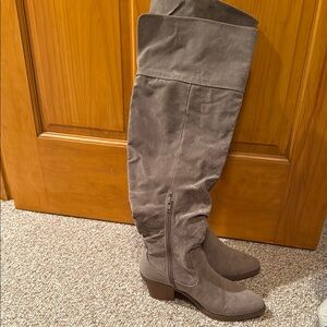 Gray Suede Women's Knee-High Boots